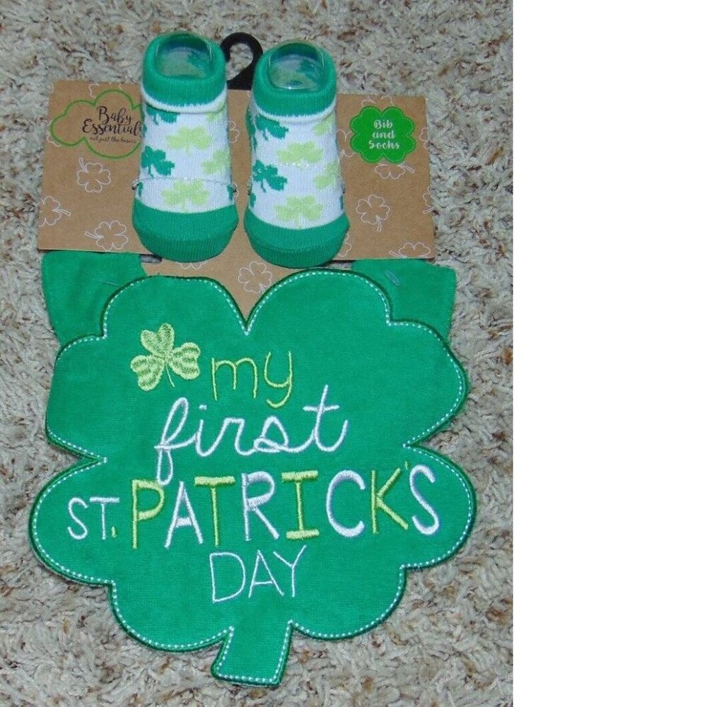 Bbay St. Patricks Day Bib & Socks 0/6 months "My First" Baby Essentials Green